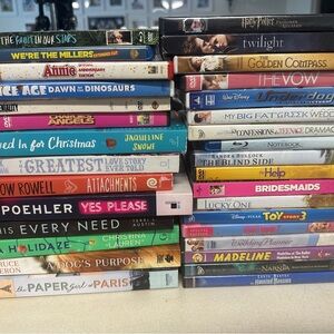 Assorted DVD Movie Collection and Books